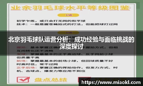 北京羽毛球队运营分析：成功经验与面临挑战的深度探讨